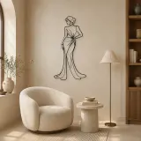 Hand on Hip Satin Gown Pose Metal Wall Art | Fashion Figure Wall Decor - lifestyle view 5