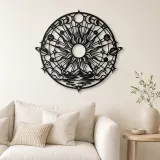 Cartel de metal de sol radiante | Decoración boho celestial