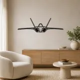 F-22 Raptor Front Airplane Silhouette Metal Wall Art, Metal Aircraft Silhouette, Aviation Wall Decor, Aviator Decor - lifestyle view 5
