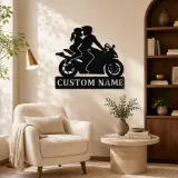 Personalized Two Rider Motorcycle Couple Metal Wall Art - lifestyle view 5