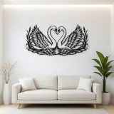 Swan Heart Pair Metal Wall Art | Wildlife Silhouette Decor