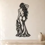 Long Hair Back Pose Metal Wall Art | Movement Silhouette Decor - lifestyle view 3