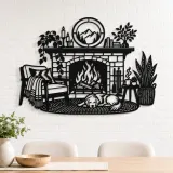 Modern Fireplace Scene Metal Wall Art | Cozy Home Metal Decor - lifestyle view 4