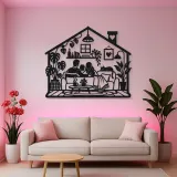 Minimal House Family Metal Wall Art | Family Silhouette Decor