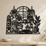 Window Plant Garden Metal Wall Art | Botanical Metal Wall Decor - lifestyle view 3