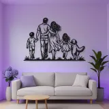 Family with Dog Metal Wall Art | Pet Lover Silhouette Decor
