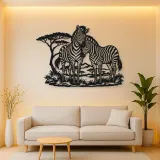 Zebra Pair Metal Wall Art | Wildlife Silhouette Decor
