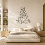 Sculptural Seated Muse Metal Wall Art | Feminine Figure Wall Decor - lifestyle view 2