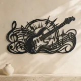 Electric Guitar Pulse Metal Wall Art | Music Room Wall Decor - lifestyle view 3