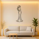 Midnight Gown Muse Metal Wall Art | Minimalist Woman Line Art