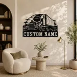 Personalized Modern Semi and Box Trailer Metal Wall Art - lifestyle view 5