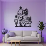 Family of Four Walk Metal Wall Art | Family Silhouette Decor