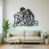 Family with Cat Metal Wall Art | Pet Lover Silhouette Decor