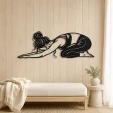 Calm Child Pose Metal Wall Art | Family Silhouette Decor - lifestyle view 5