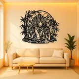 Tiger Bamboo Flow Metal Wall Art | Wildlife Silhouette Decor