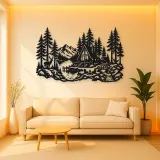 A-Frame Cabin Woods Metal Wall Art | Nature Silhouette Decor