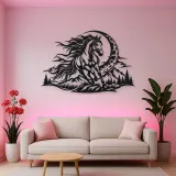 Horse and Moon Arc Metal Wall Art | Equestrian Wall Decor