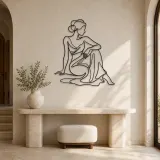 Poised Seated Woman Metal Wall Art | Fashion Figure Wall Decor - lifestyle view 3