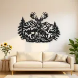 Stag Mountain Crest Metal Wall Art