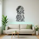 Muse with Flower Metal Wall Art | Minimalist Woman Line Art