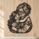 Grandmother Granddaughter Metal Wall Art | Family Silhouette Decor - lifestyle view 5