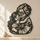 Grandmother Granddaughter Metal Wall Art | Family Silhouette Decor - lifestyle view 3