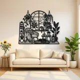 Window Plant Garden Metal Wall Art | Botanical Metal Wall Decor