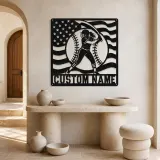 Personalized Female Softball Follow Through Flag Metal Wall Art - lifestyle view 3