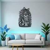 Sitting Cat Floral Metal Wall Art | Pet Lover Silhouette Decor