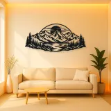 Mountain Sunset Arc Metal Wall Art | Nature Silhouette Decor