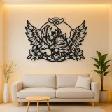 Pet Memorial Wings Metal Wall Art | Pet Lover Silhouette Decor