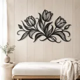 Tulip Trio Flow Metal Wall Art | Botanical Metal Wall Decor - lifestyle view 5