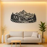 Waterfall Mountain Valley Metal Wall Art | Nature Silhouette Decor