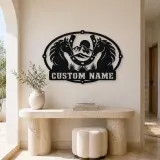 Personalized Two Horse Metal Wall Art with Horseshoe Frame - lifestyle view 3