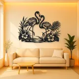 Flamingo Pair Metal Wall Art | Wildlife Silhouette Decor