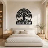 Personalized Family Tree Metal Wall Art with Heart Details - lifestyle view 2