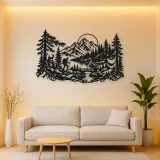 Hiker in the Woods Metal Wall Art | Nature Silhouette Decor