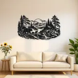 Bear Forest Trail Metal Wall Art | Wildlife Silhouette Decor