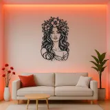 Floral Crown Muse Metal Wall Art | Minimalist Woman Line Art