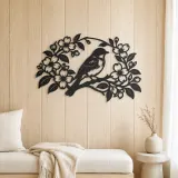 Bluebird Floral Arch Metal Wall Art | Wildlife Silhouette Decor - lifestyle view 5
