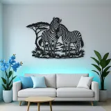 Zebra Pair Metal Wall Art | Wildlife Silhouette Decor