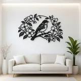 Bluebird Floral Arch Metal Wall Art | Wildlife Silhouette Decor