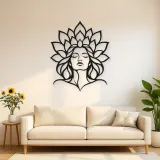 Lotus Face Muse Metal Wall Art | Minimalist Woman Line Art