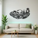 Endless Blue Horizon Metal Wall Art | Nature Silhouette Decor
