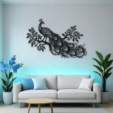 Peacock Feather Flow Metal Wall Art | Wildlife Silhouette Decor