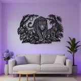 Leopard Jungle Metal Wall Art | Wildlife Silhouette Decor