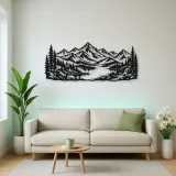 Highland Lake View Metal Wall Art | Nature Silhouette Decor