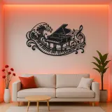 Piano Wave Keys Metal Wall Art | Music Room Wall Decor
