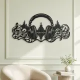 Headphones Sound Wave Metal Wall Art | Music Room Wall Decor - lifestyle view 2