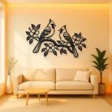 Two Birds on Branch Metal Wall Art | Wildlife Silhouette Decor